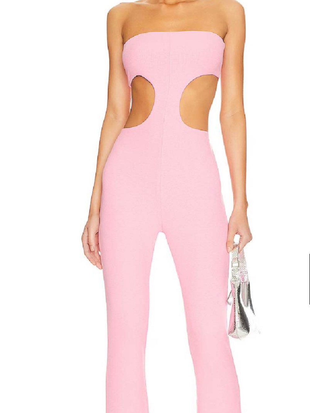 Superdown Strapless Pink Cutout Jumpsuit